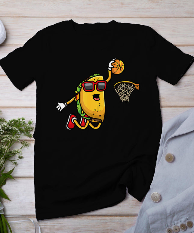 Taco Playing Basketball Mexican Cinco De Mayo Kids Men T-Shirt