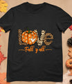 Hello Fall Pumpkin Love Fall Y'All Leopard Peace Love Fall T-Shirt