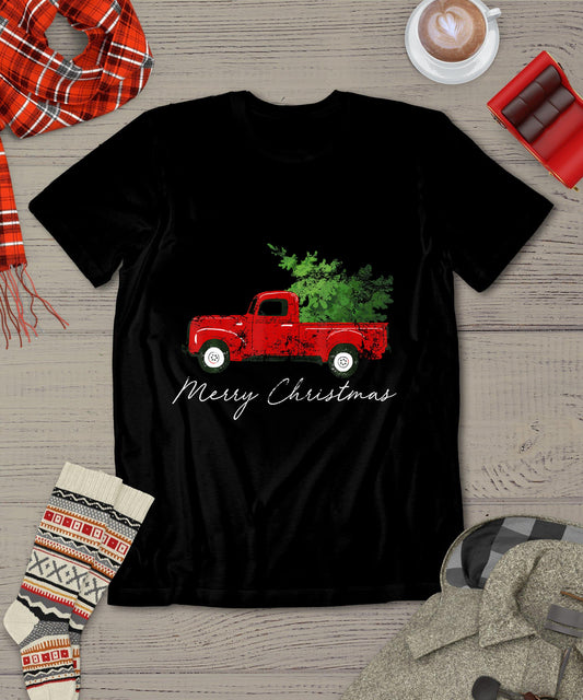 Vintage Wagon Christmas T-Shirt - Tree On Car Xmas Vacation T-Shirt