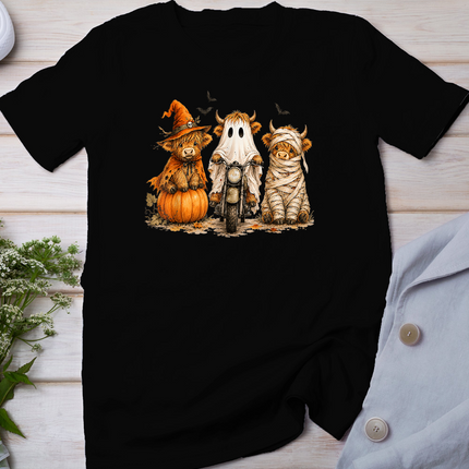 Halloween Highland Cow, Spooky Highlander Cow Fall T-Shirt