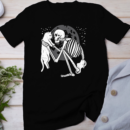 Skeleton Cat Skull Kitty Cute Goth Halloween Men Women Kids T-Shirt