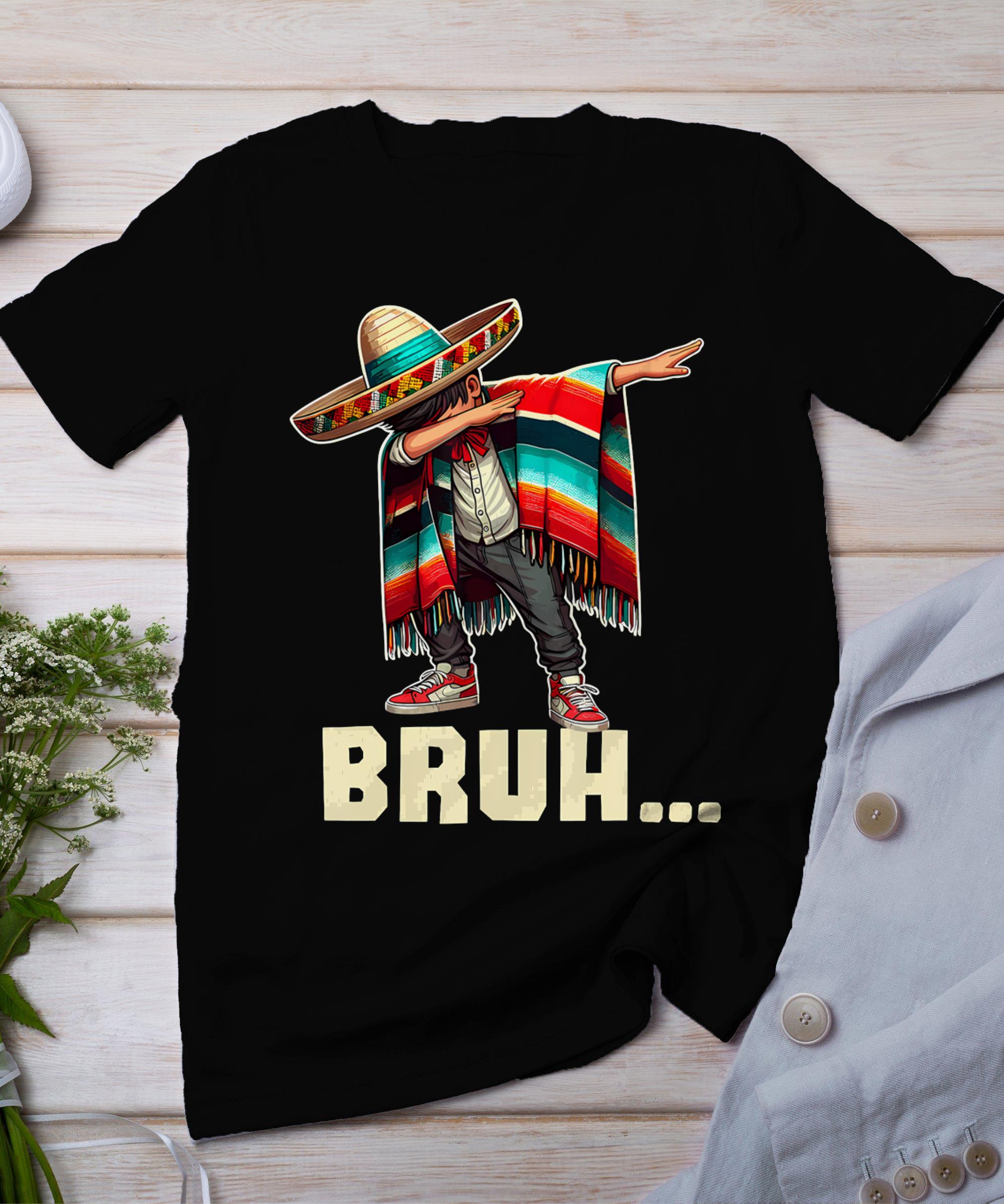 Mexican Boy Dabbing Bruh Poncho Funny Cinco De Mayo Kids T-Shirt