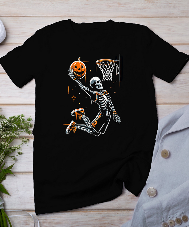 Skeleton Basketball Player Men Boys Scary for Halloween T-Shirt
