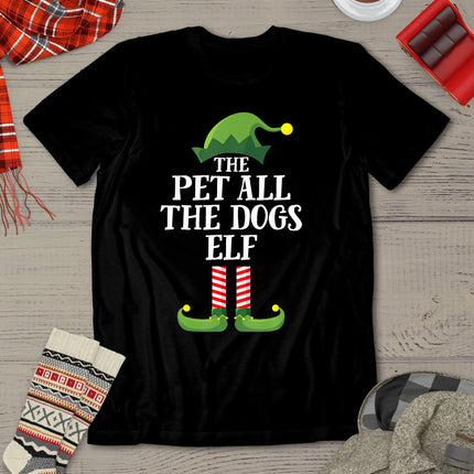 Pet All The Dogs Elf Matching Family Group Christmas Pajama T-Shirt