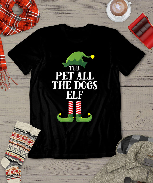 Pet All The Dogs Elf Matching Family Group Christmas Pajama T-Shirt