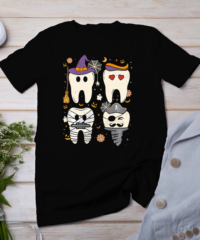 Halloween Dentist Witch Teeth Dental Crew Costume Men Women T-Shirt
