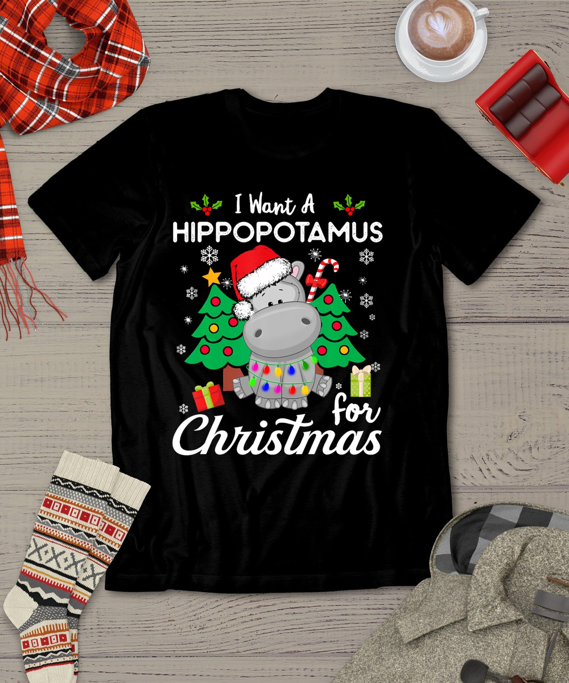 I Want A Hippopotamus For Christmas Cute Gift Xmas T-Shirt