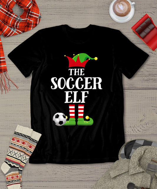 Soccer Elf Family Matching Christmas Group Elf Pajama Gift T-Shirt