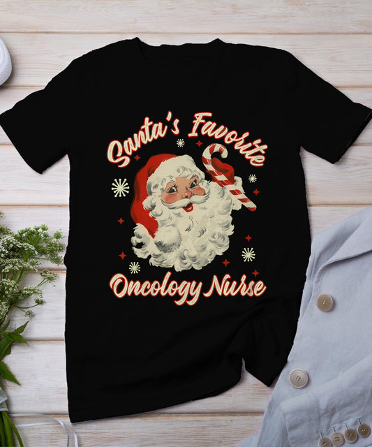 Santa's Favorite Oncology Nurse Vintage Christmas Chemo T-Shirt