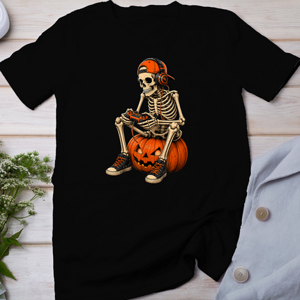 Spooky Skeleton Gaming Halloween Controller Boys Men Kids T-Shirt