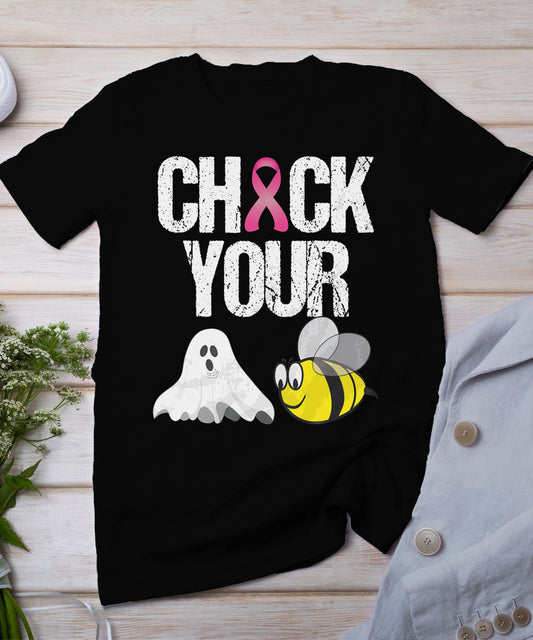 Check Your Boo Bees Shirt Funny Breast Cancer Halloween Gift T-Shirt