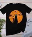 Vintage Scary Halloween Cat Costume Retro Cat Moon T-Shirt