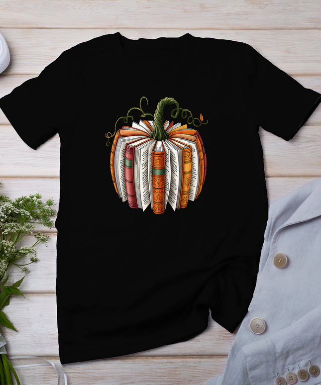 Retro Funny Fall Book Pumpkin Witch Bookworms Librarians T-Shirt