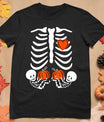 Skeleton Twin Pregnancy Announcement Halloween Pregnant Mom T-Shirt