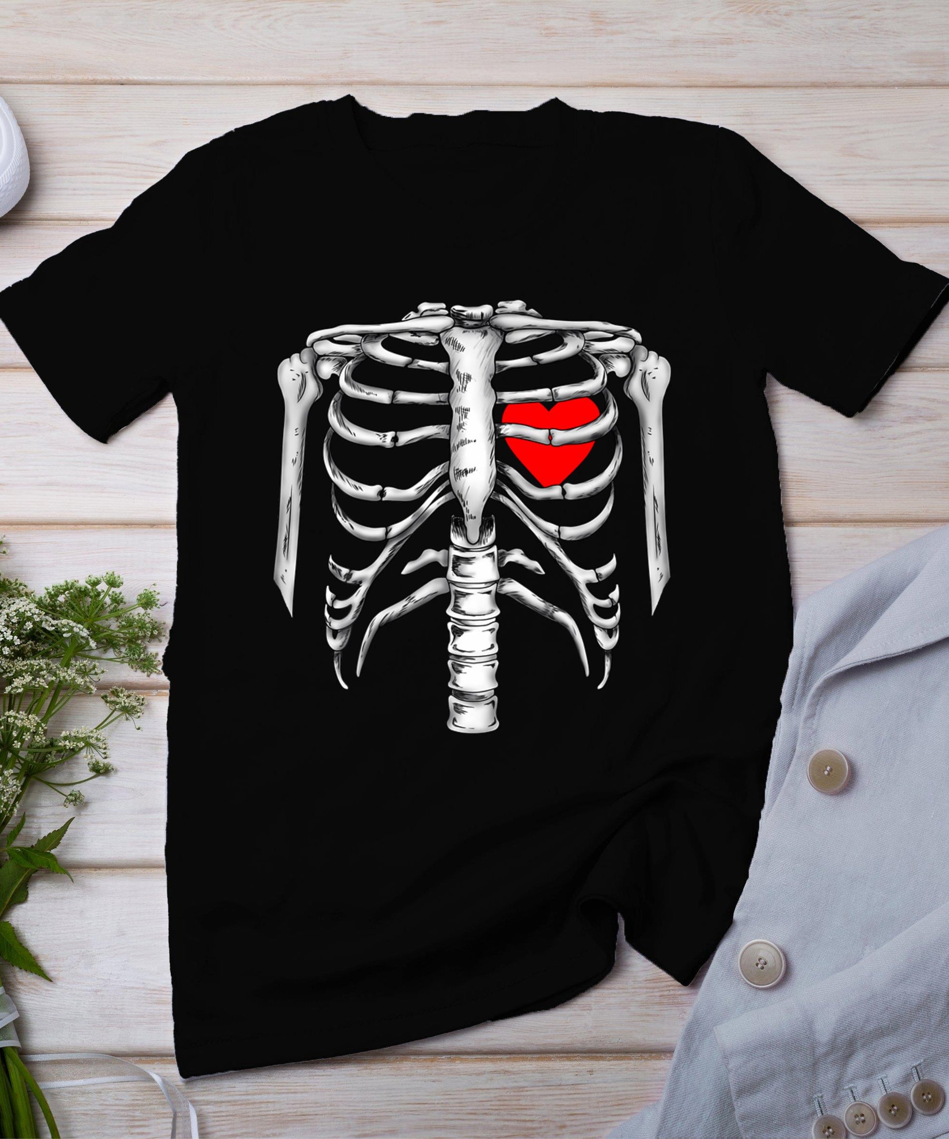 Skeleton Rib Cage Heart Xray Halloween Easy Costume T-Shirt