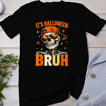 Bruh It's Halloween Funny Skeleton Trick Or Treat Boys Kids T-Shirt