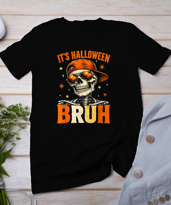 Bruh It's Halloween Funny Skeleton Trick Or Treat Boys Kids T-Shirt
