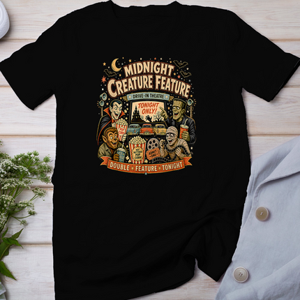 Retro 90s Vampire Frankenstein Midnight Creature Feature T-Shirt