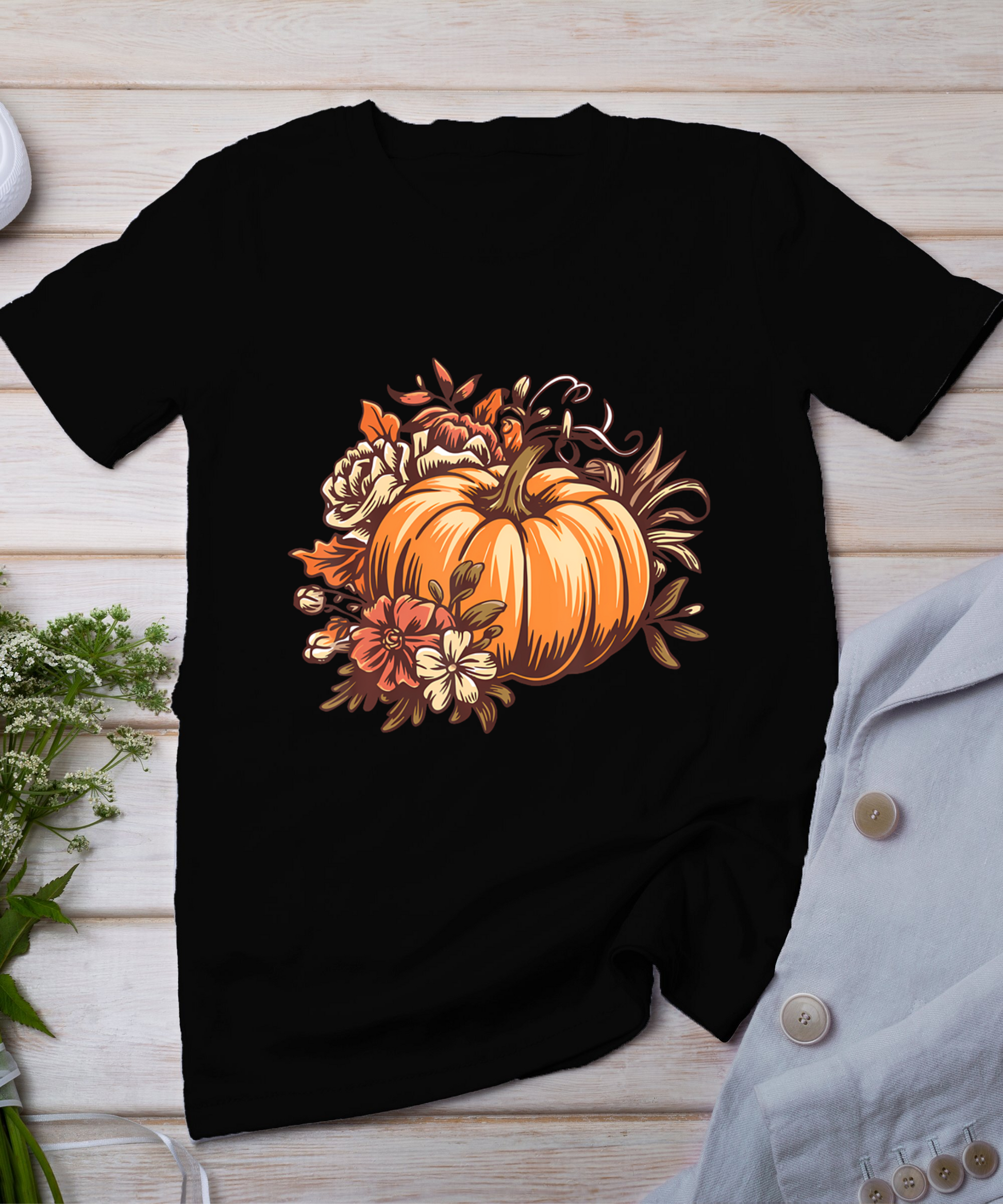 Fall Shirt Women Vintage Pumpkin Autumn Graphic Thanksgiving T-Shirt