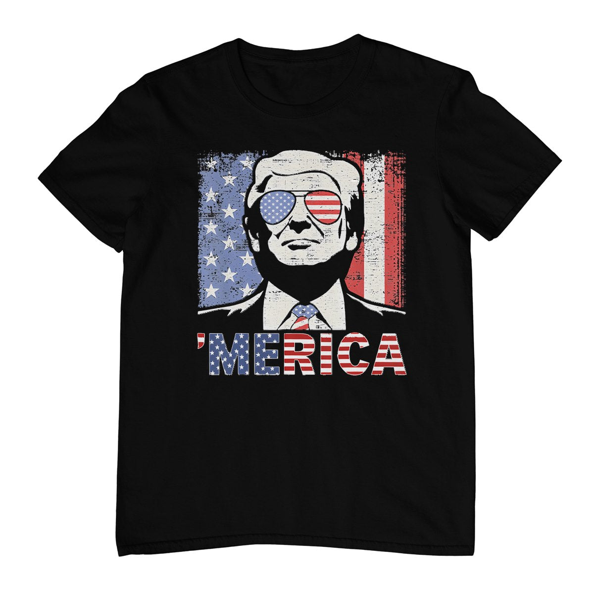 'Merica Trump Happy 4th Of July Trump American Flag T-Shirt