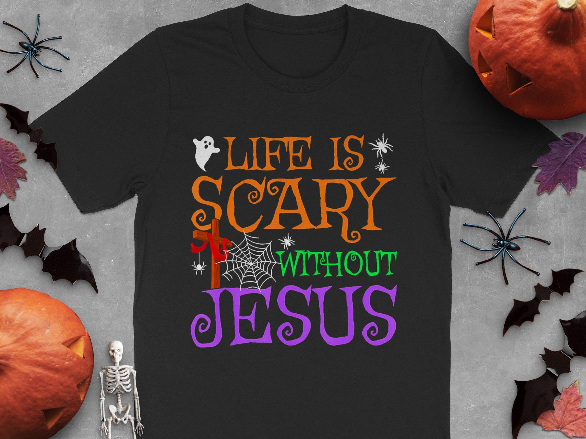 Life Without Jesus Is Scary Fall Christian Halloween Jesus T-Shirt