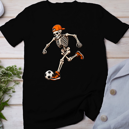 Funny Skeleton Playing Soccer Halloween Men Boys Kids T-Shirt