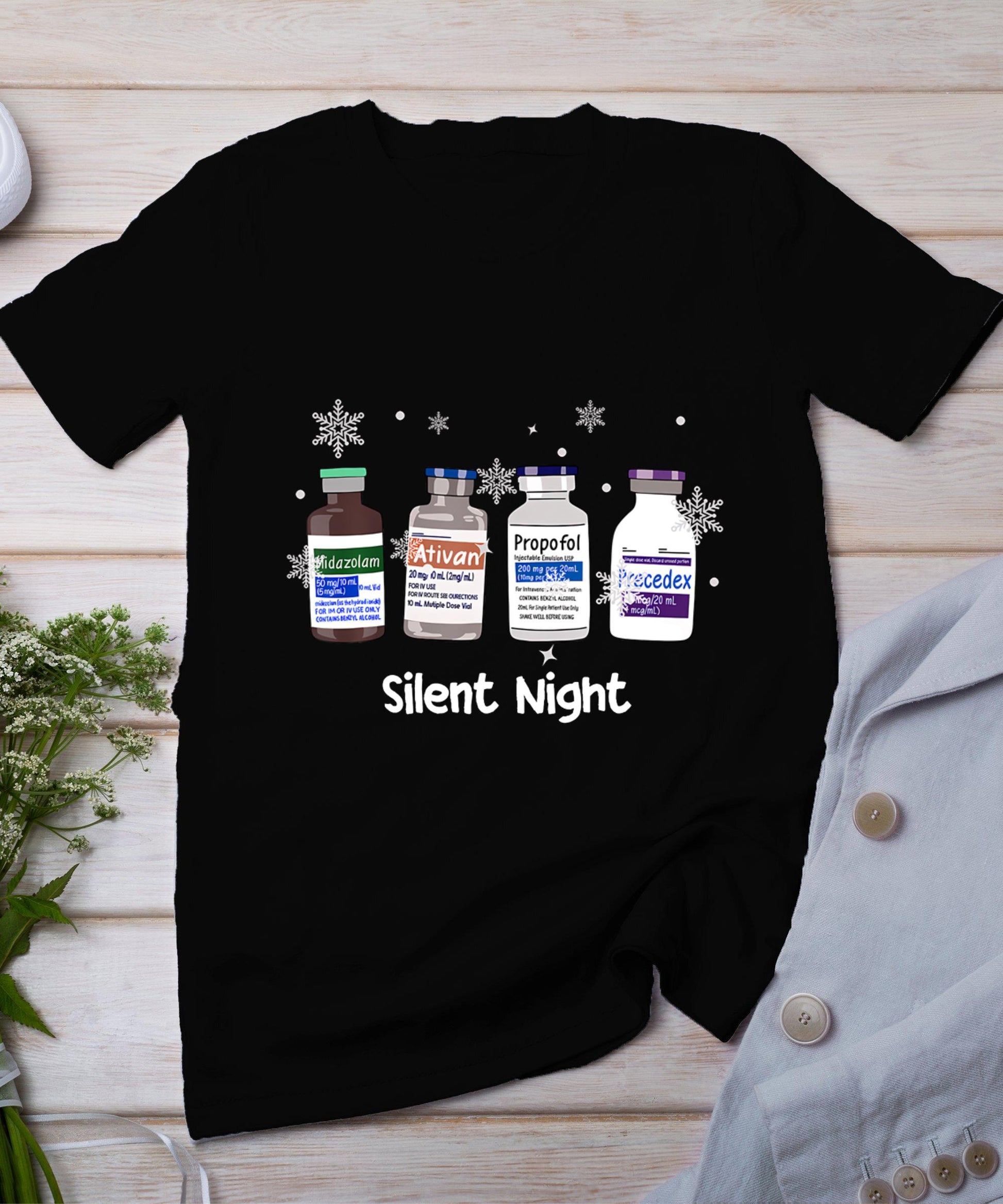 Retro Silent Night Icu Nurse Christmas Intensive Care Unit T-Shirt