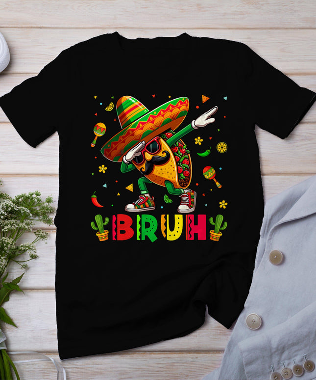 Dabbing Taco Bruh Sombrero Happy Cinco De Mayo Boy Girl Kids T-Shirt