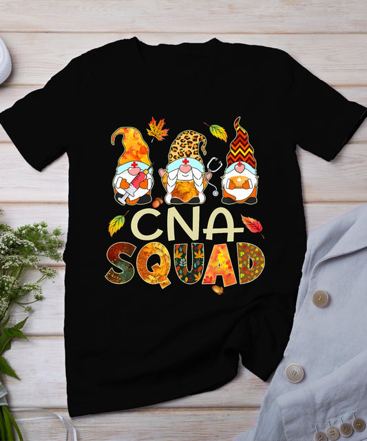 Cna Squad Gnome Nurse Leopard Thanksgiving Fall Stethoscope T-Shirt