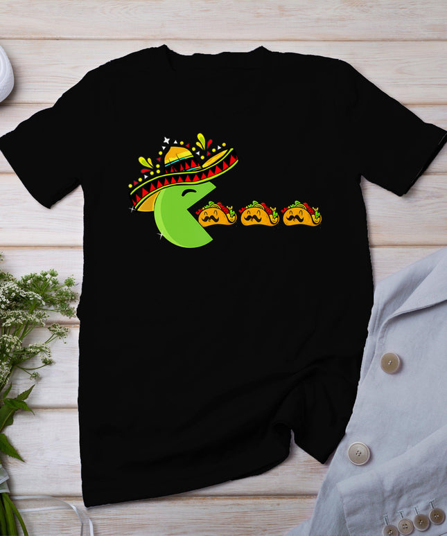 Sombrero Eating Funny Tacos With Mustaches Cinco De Mayo T-Shirt