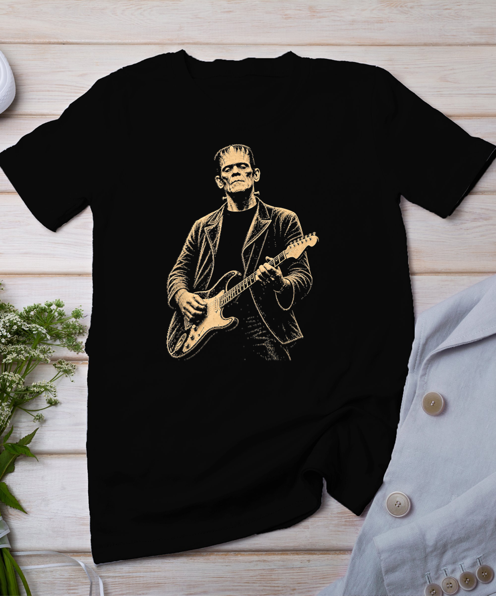 Vintage Frankenstein Playing Guitar Halloween Frankenstein T-Shirt