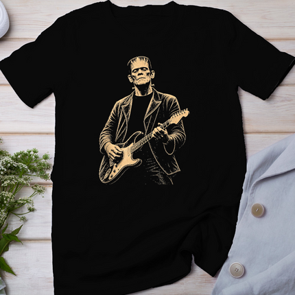 Vintage Frankenstein Playing Guitar Halloween Frankenstein T-Shirt