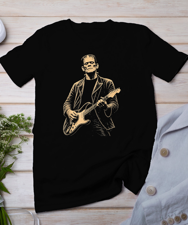 Vintage Frankenstein Playing Guitar Halloween Frankenstein T-Shirt