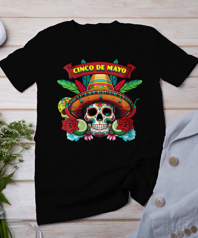 Cinco De Mayo Skeleton Sombrero Mexican Sugarskull T-Shirt