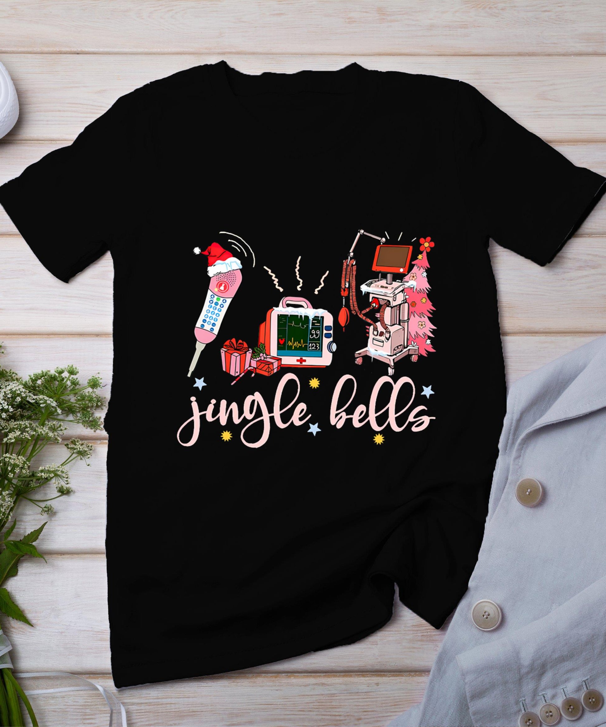 Funny Telemetry Nurse Christmas Jingle Bells Women Men T-Shirt