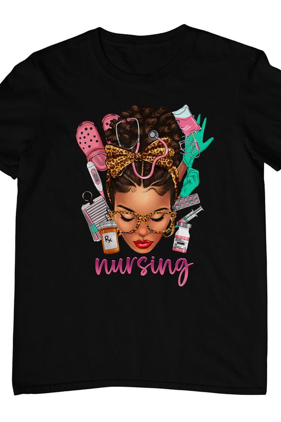 Black Melanin Nurse Black History Month Afro Hair T-Shirt