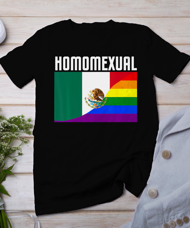 Gay Pride Mexican Rainbow Flag Proud Homosexual T-Shirt