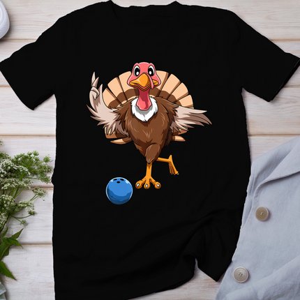 Turkey Bowling Thanksgiving Turkey Playing Bowling Turkey T-Shirt