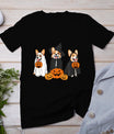 Retro Funny Ghost And Witch Corgi Dog Pumpkin Halloween Cute T-Shirt