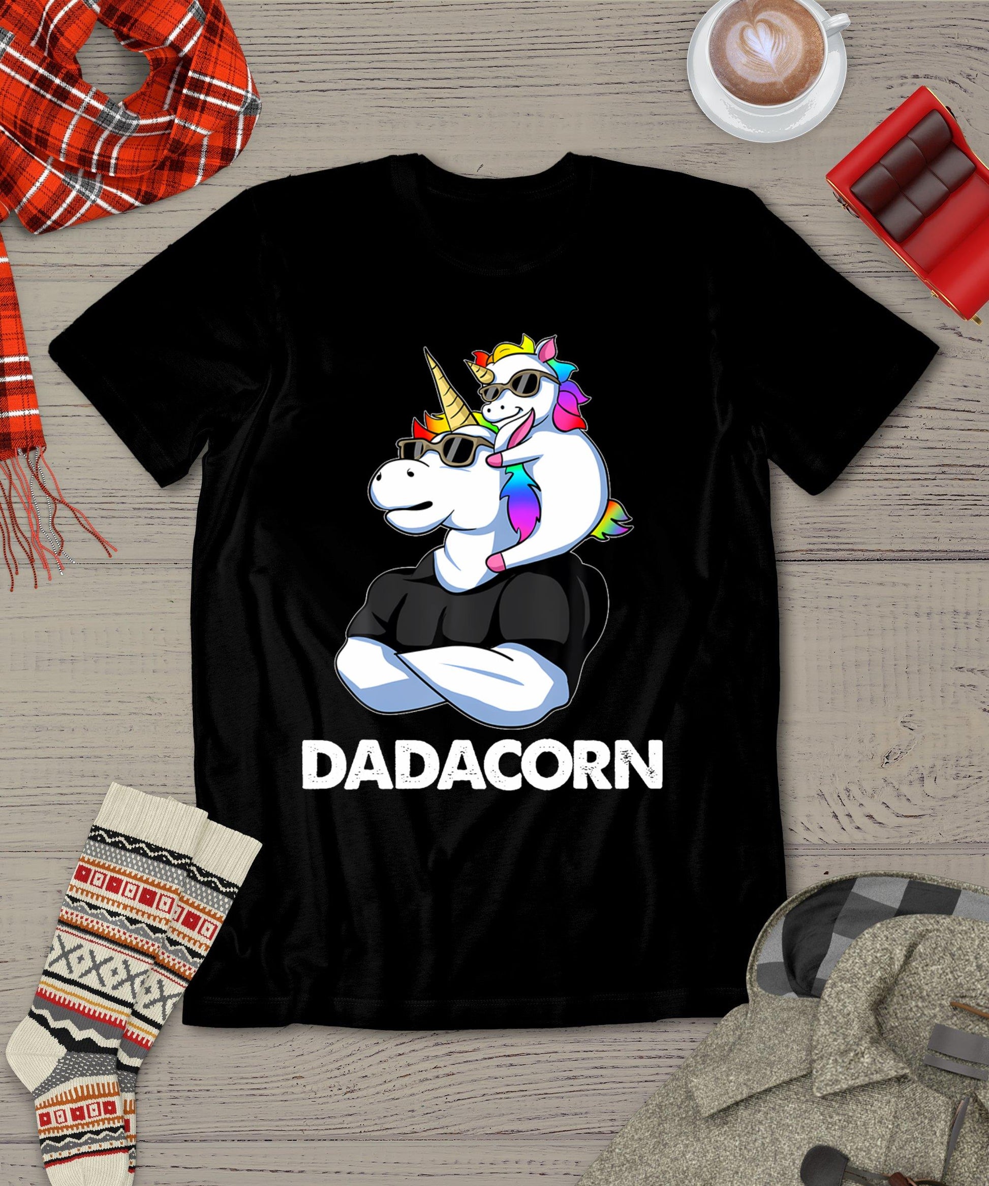 Dadacorn - Unicorn Dad And Baby Christmas Papa Father's Day T-Shirt