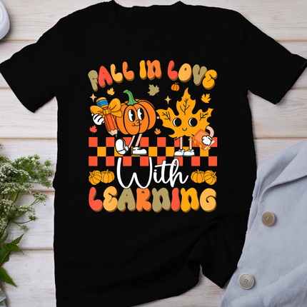 Fall In Love With Learning Funny Teacher Autumn Pumpkin T-Shirt