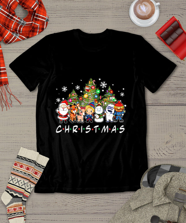 Christmas Santa Friends Reindeer Snowman Family Xmas Holiday T-Shirt