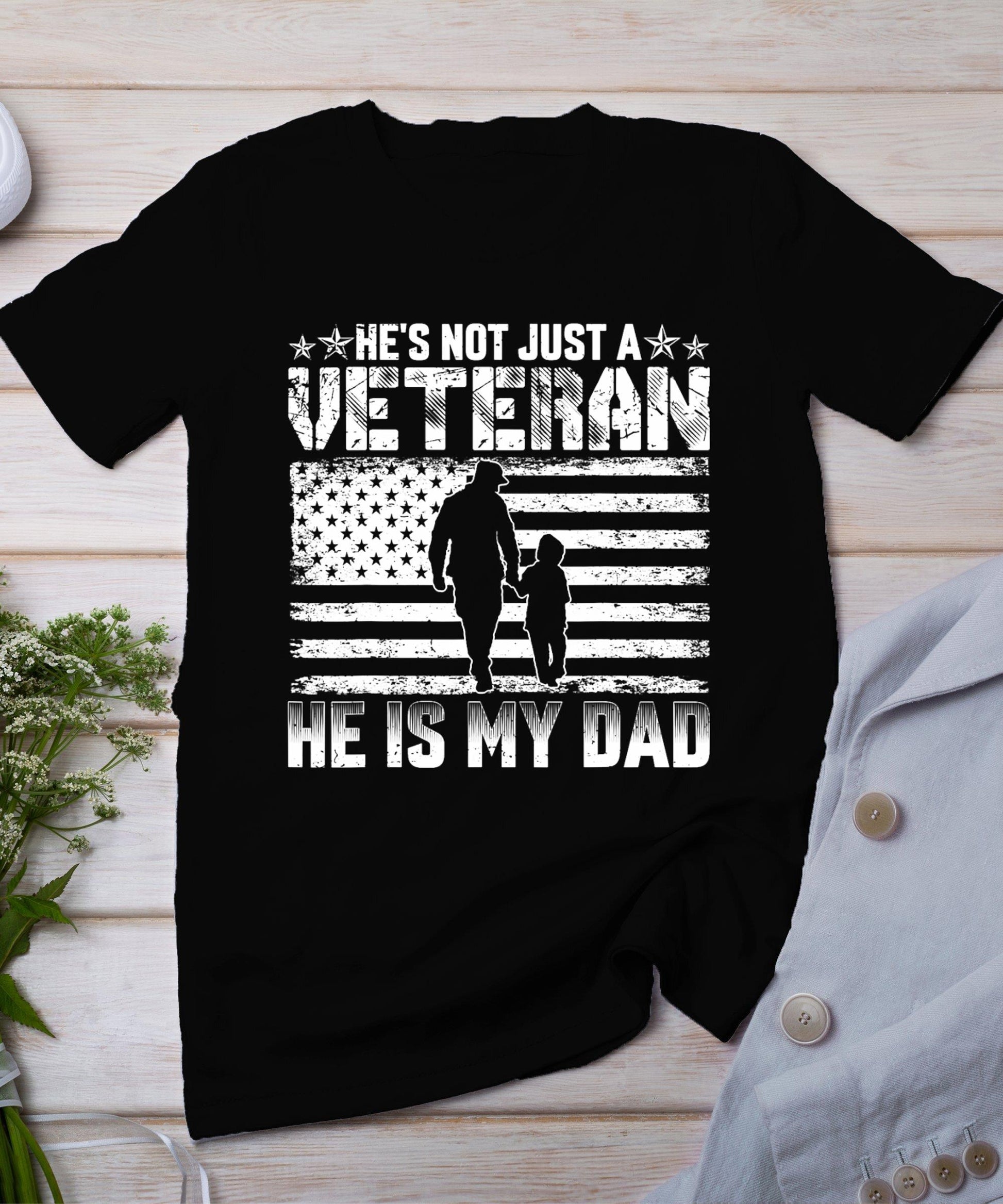 Military Family Veteran Support My Dad Us Veteran Patriotic T-Shirt