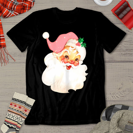 Pink Santa For Girls Christmas Retro Holiday Vintage T-Shirt