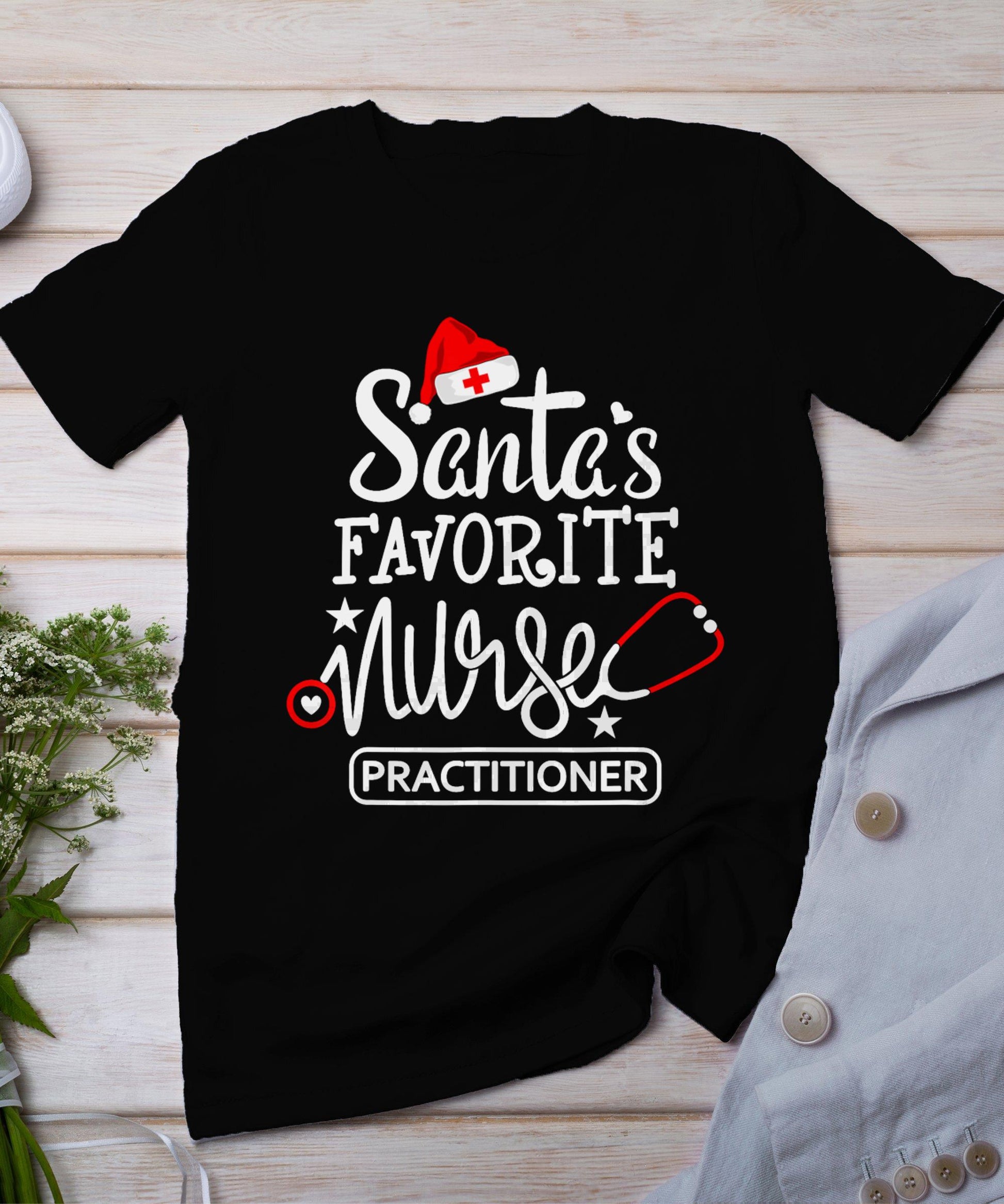 Santa's Favorite Nurse Practitioner Christmas Np Rn Nursing T-Shirt