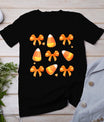 Womens Coquette Bow Candy Corn Retro Halloween Women Kids T-Shirt