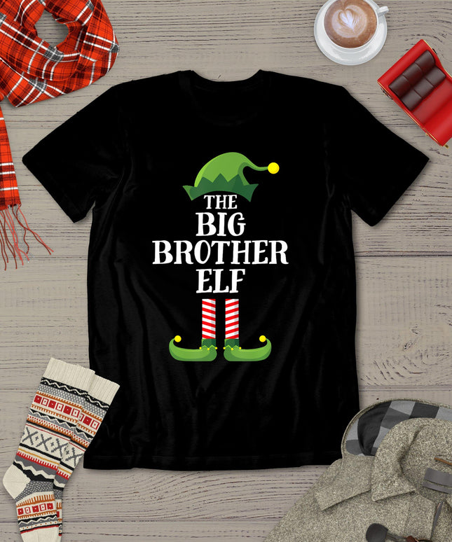 Big Brother Elf Matching Family Group Christmas Party Pyjamas T-Shirt