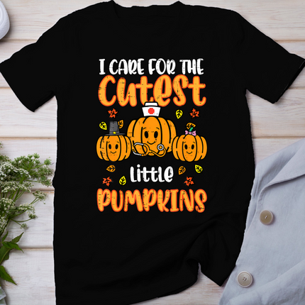 Pumpkins Nurse Halloween Scrub Top Fall Thanksgiving Women T-Shirt
