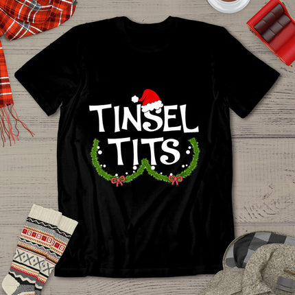 Funny Tinsel Tits Matching Jingle Balls Christmas Couples T-Shirt