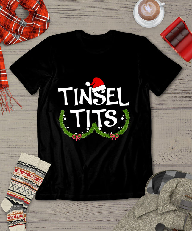 Funny Tinsel Tits Matching Jingle Balls Christmas Couples T-Shirt